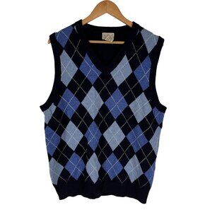L.L. Bean 100% Lambs Wool Argyle Sweater Vest Size Medium